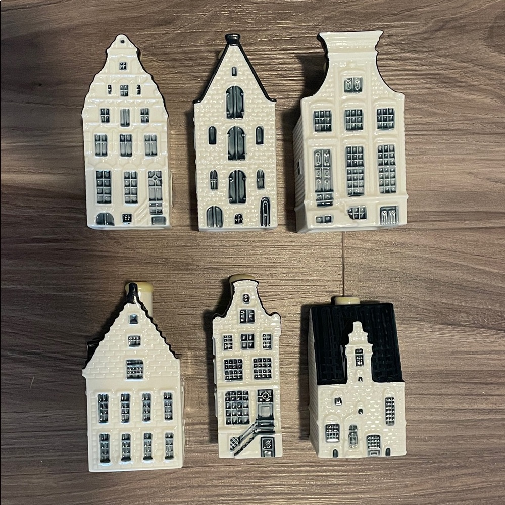 Set of 6 Ceramic KLM Miniature Houses